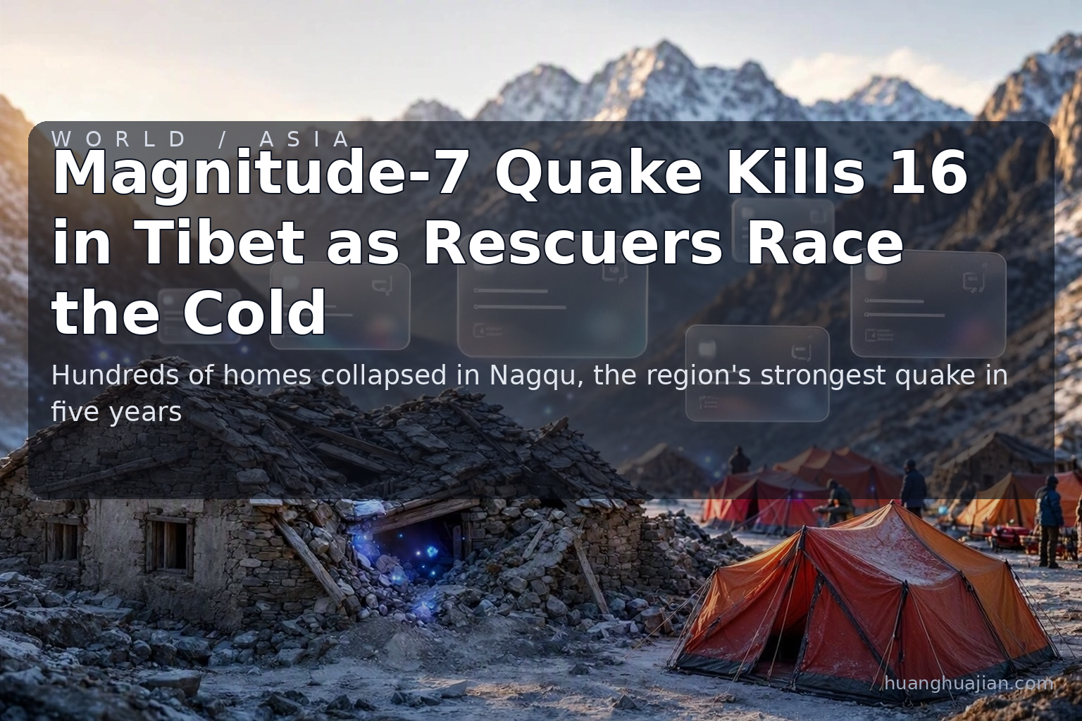 Magnitude-7 Quake Kills 16 in Tibet as Rescuers Race the Cold