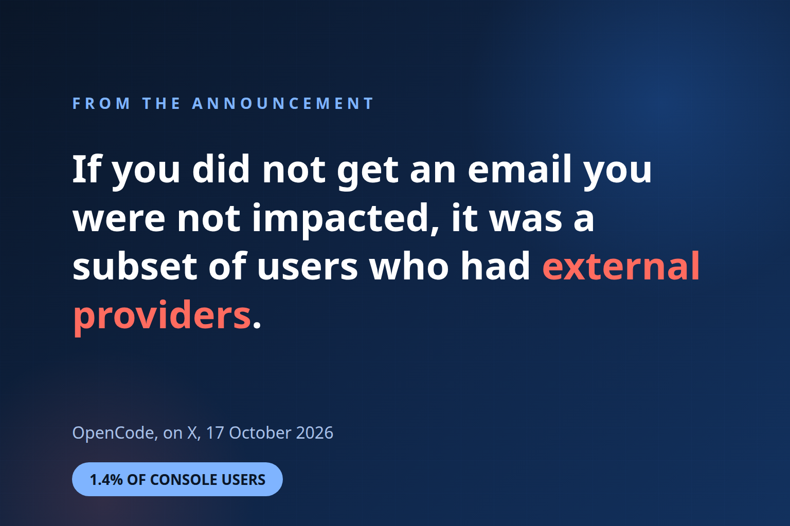Quote card from the OpenCode announcement