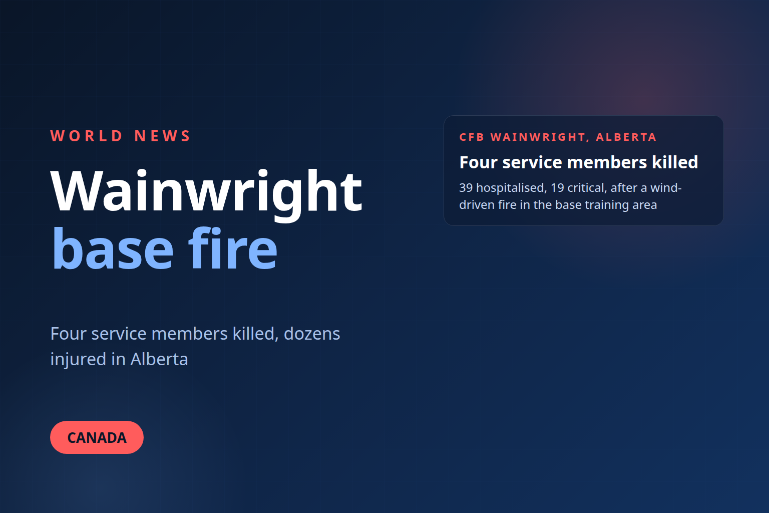 Fire at Canadian Forces Base Wainwright kills four service members